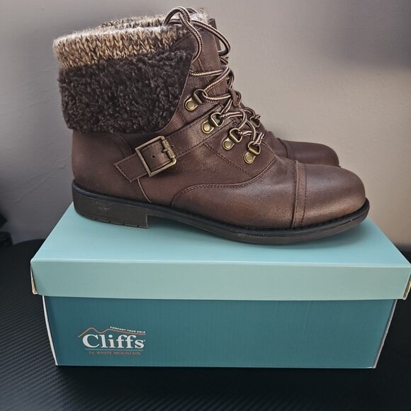 Cliffs by White Mountain Boots Womens 10 M Daley Ankle Bootie Lace Up Comfort - Picture 4 of 10